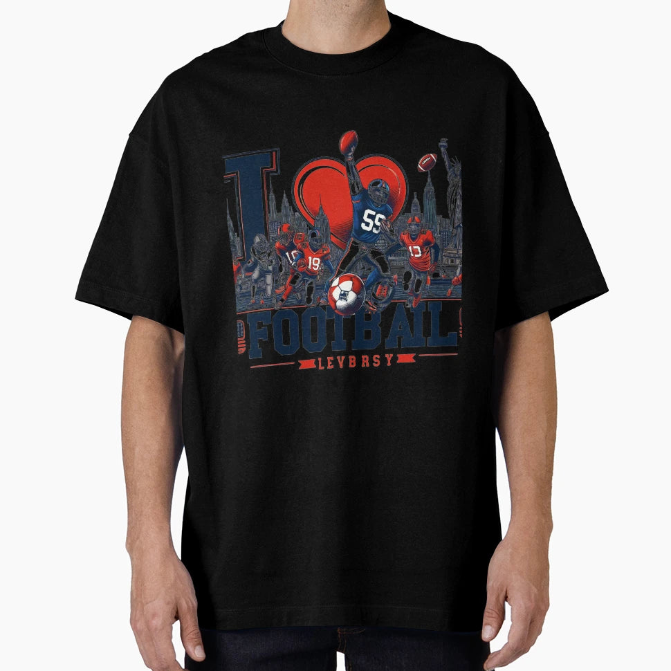 I Love Football Dynamic Rugby T-Shirt - Casual Everyday Wear for Adults - T-Shirt, Sweatshirt, Hoodie