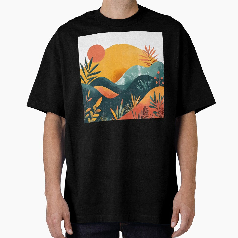 Boho Abstract Landscape: Mountain Sunrise Modern - Adult & Kids T-Shirts, Sweatshirts & Hoodies apparel design preview 1
