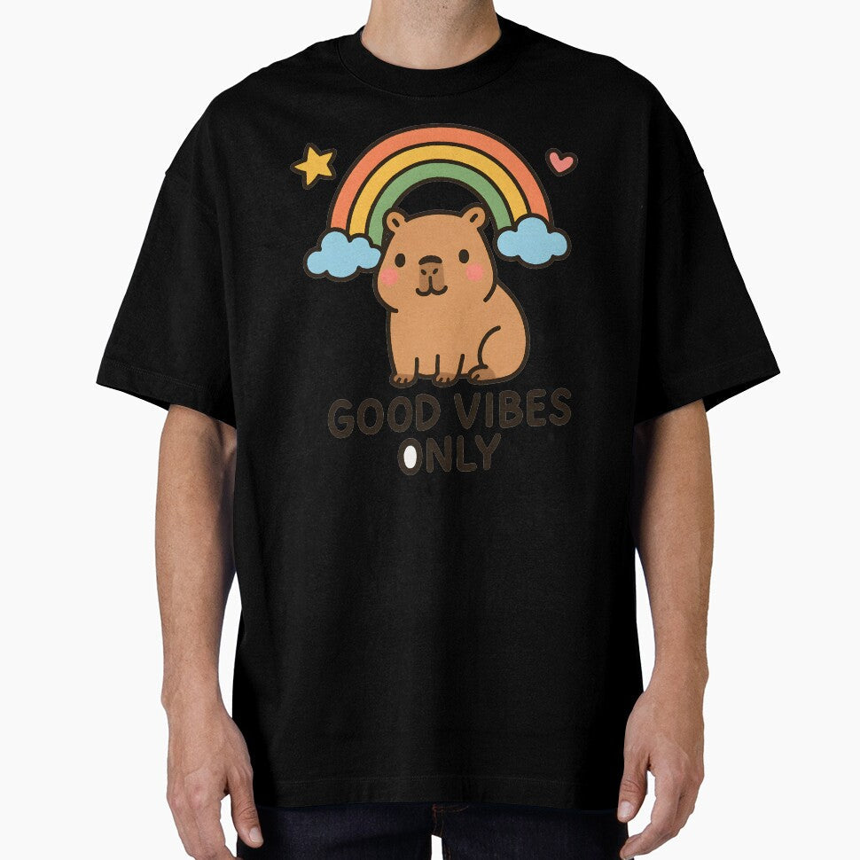 Good Vibes Only Cute Capybara Rainbow by Mikeb233 - Adult & Kids T-Shirts, Sweatshirts & Hoodies apparel design preview 1