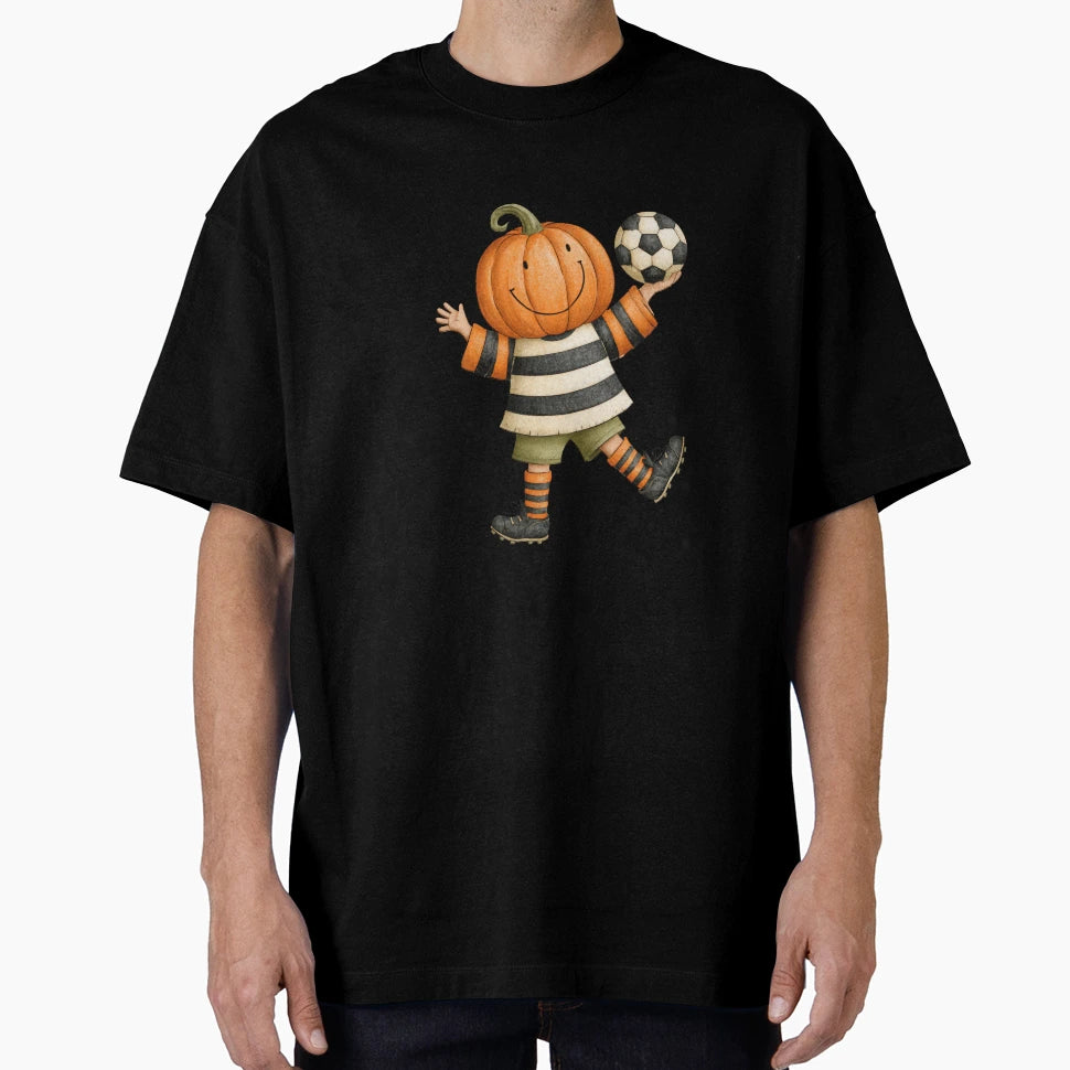Pumpkin Soccer Halloween Character T-Shirt - Custom Art Print Men Women - T-Shirt, Sweatshirt, Hoodie
