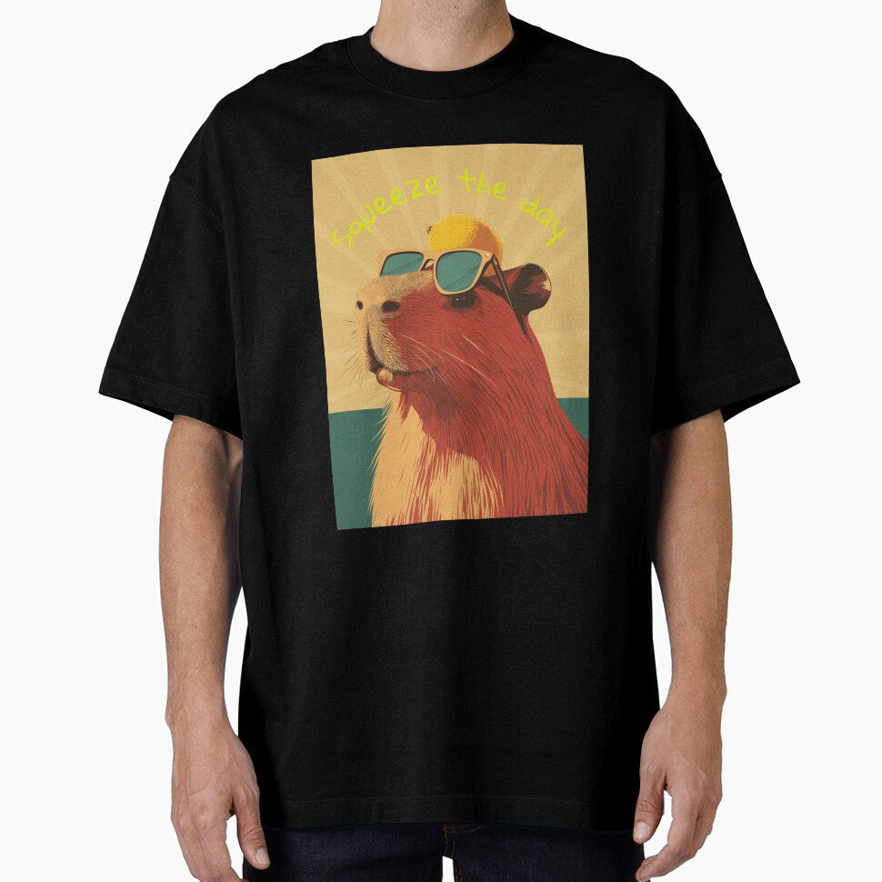 Squeeze the Day Cool Capybara Lemon Vibes by - Adult & Kids T-Shirts, Sweatshirts & Hoodies apparel design preview 1