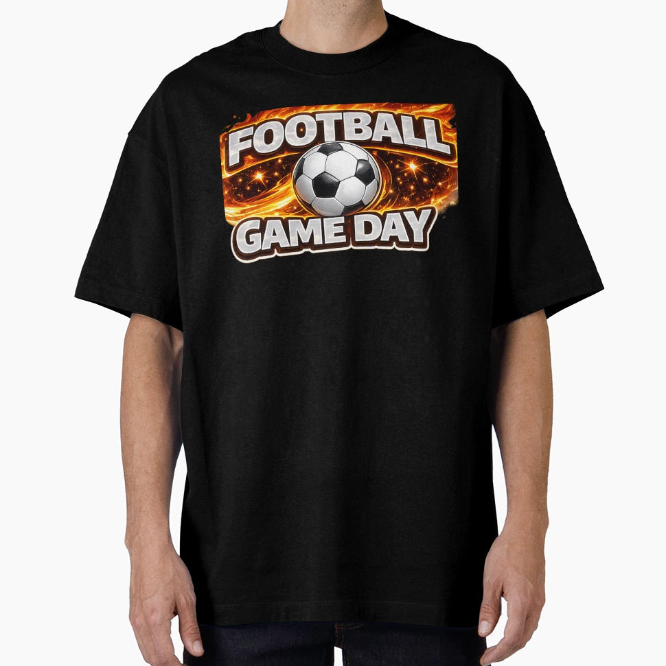 Football Game Day Fiery Flame Soccer T-Shirt - Unique Graphic Men Women - T-Shirt, Sweatshirt, Hoodie