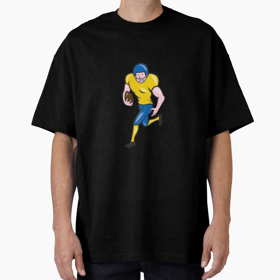 American Football Running Back Cartoon T-Shirt - Minimalist Print Unisex - T-Shirt, Sweatshirt, Hoodie