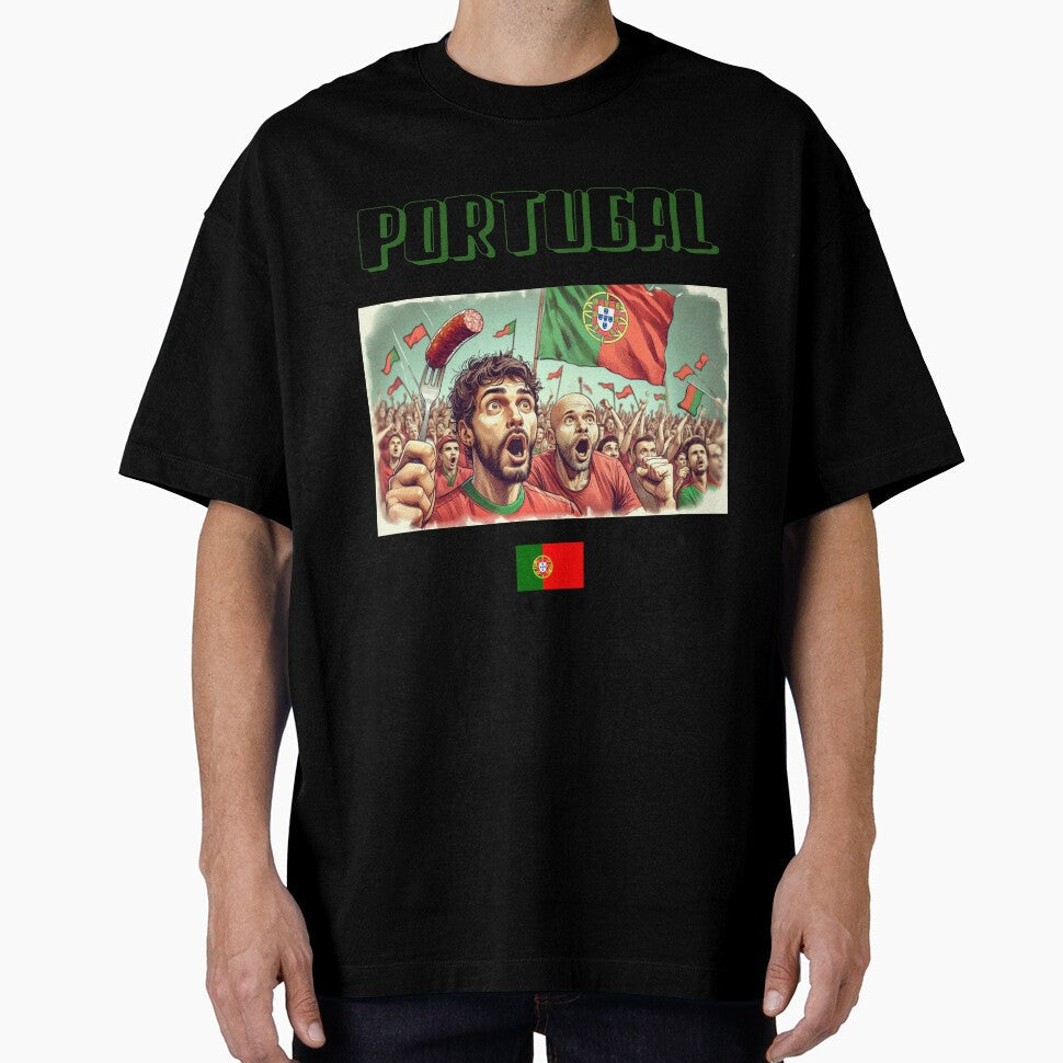 Portugal Fans Euro24, sausage on a Fork. by - Adult & Kids T-Shirts, Sweatshirts & Hoodies apparel design preview 1