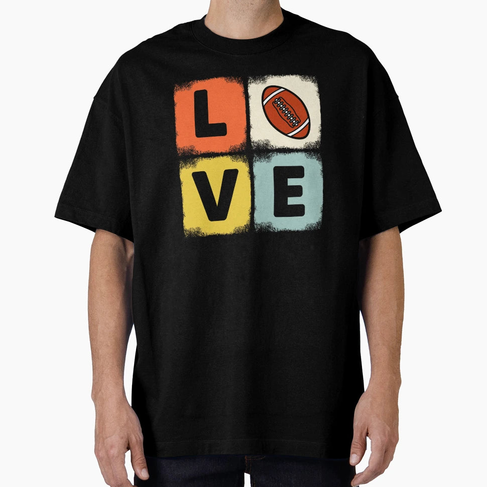 Football Love Block T-Shirt - Aesthetic Graphic for Adults - T-Shirt, Sweatshirt, Hoodie