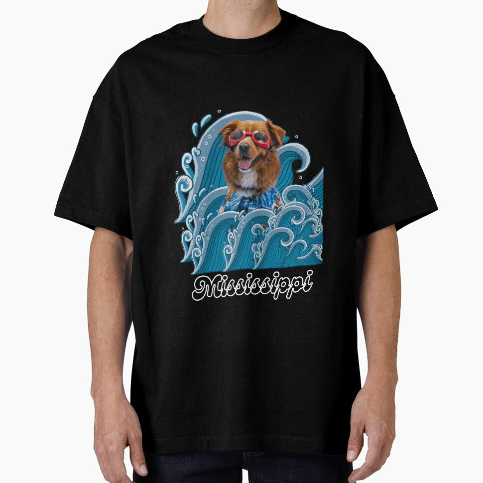 Mississippi River and puppy by Weather gifts - Adult & Kids T-Shirts, Sweatshirts & Hoodies apparel design preview 1