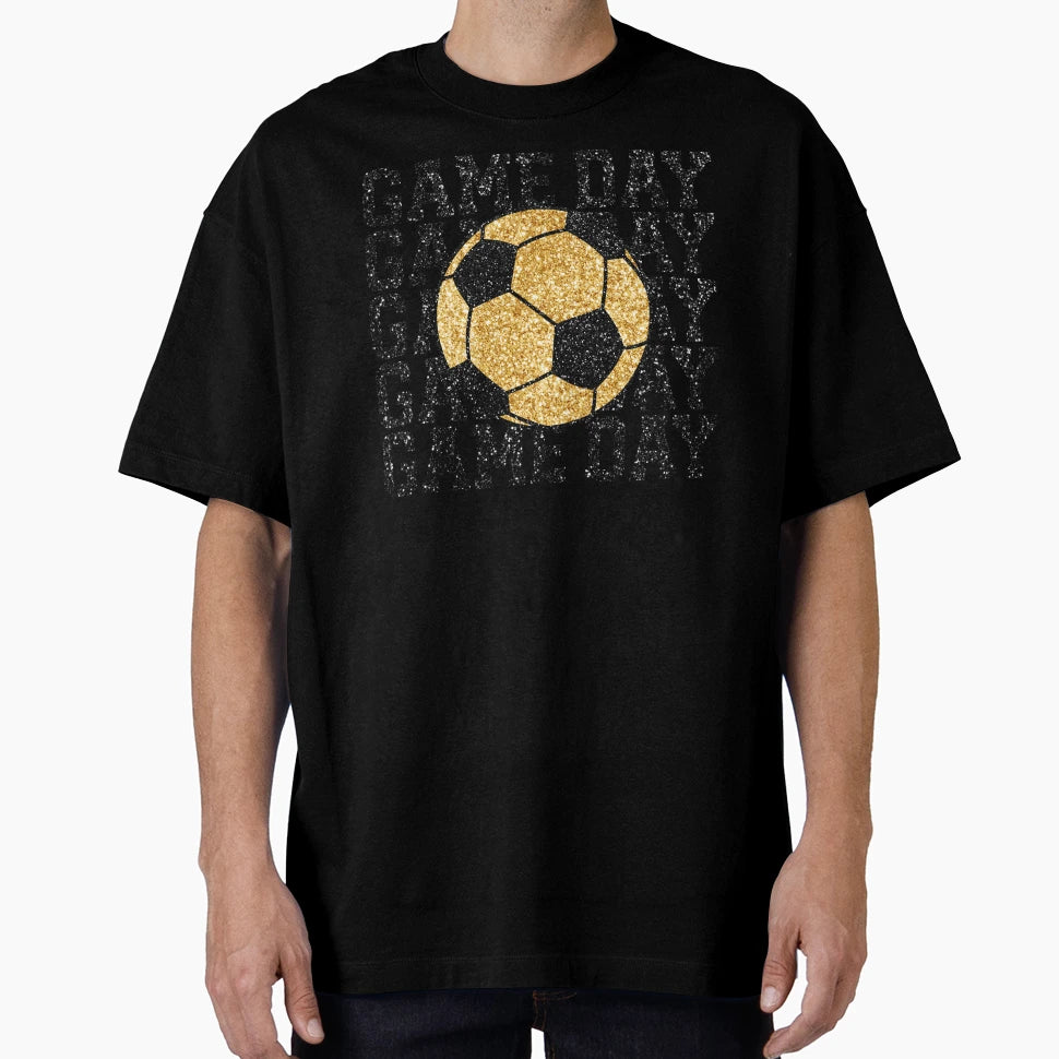 Game Day Gold Glitter Soccer Ball T-Shirt - Trendy Graphic Men Women - T-Shirt, Sweatshirt, Hoodie