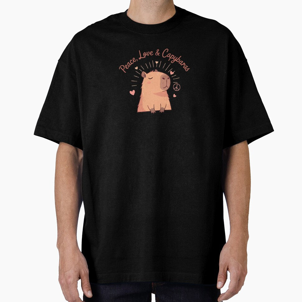 Peace Love Capybaras Radiant Serenity Animal Art by - Adult & Kids T-Shirts, Sweatshirts & Hoodies apparel design preview 1