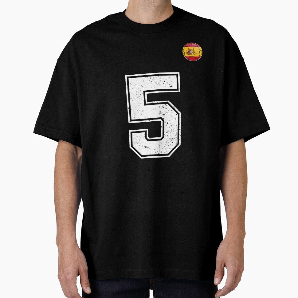 Spain Soccer Number 5 Vintage Sports Fan by - Adult & Kids T-Shirts, Sweatshirts & Hoodies apparel design preview 1