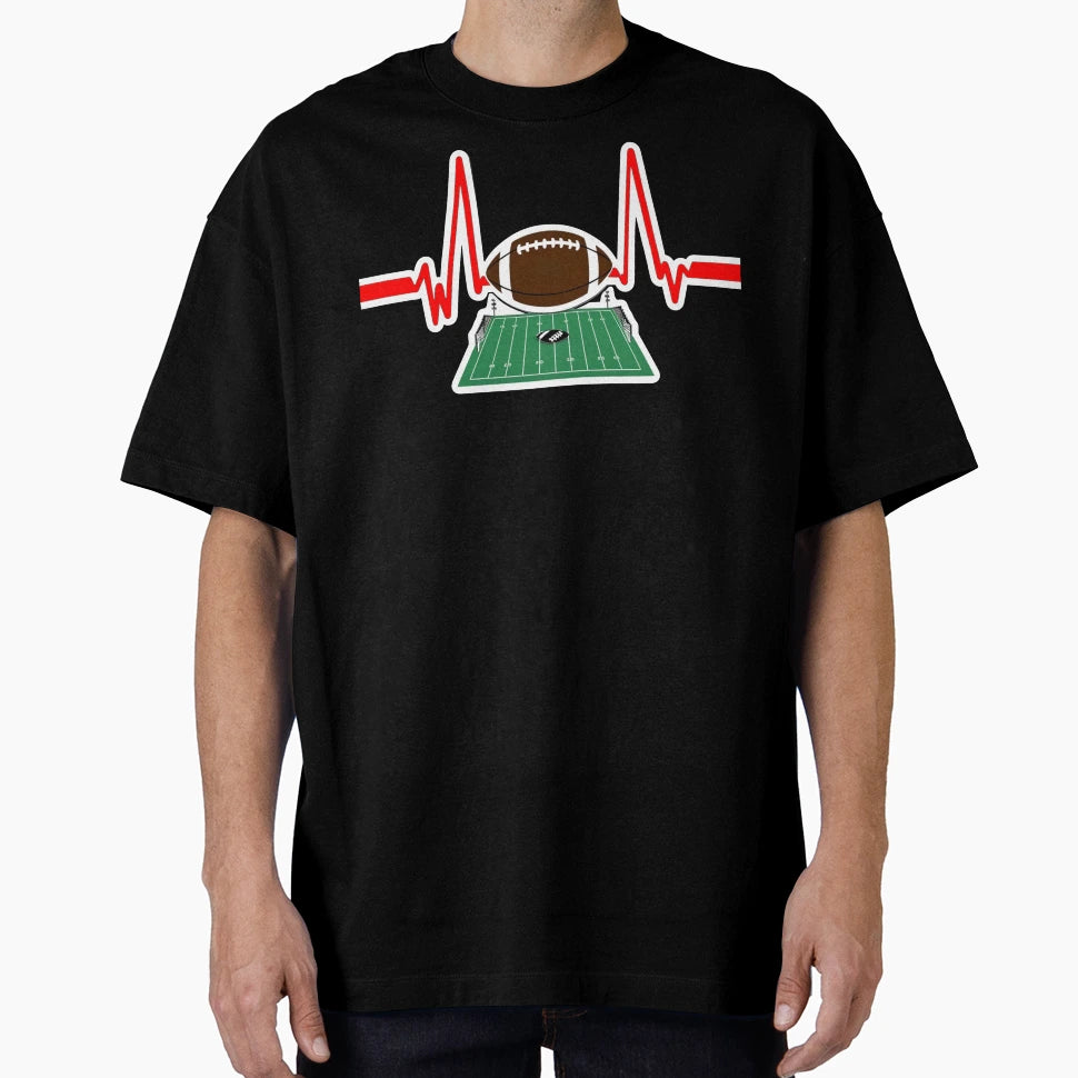 Heartbeat Football Passionate T-Shirt - Casual Everyday Wear Men Women - T-Shirt, Sweatshirt, Hoodie