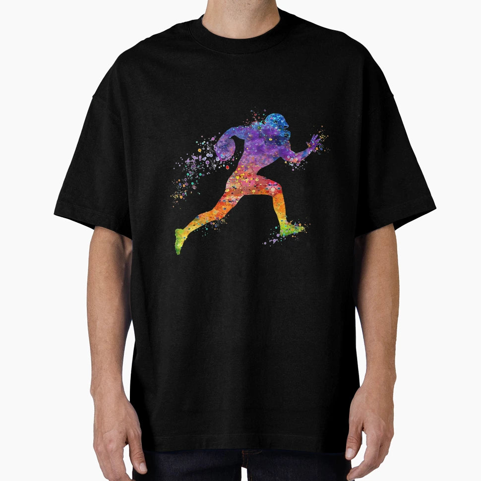 American Football Player Watercolor T-Shirt - Unique Graphic Men Women - T-Shirt, Sweatshirt, Hoodie