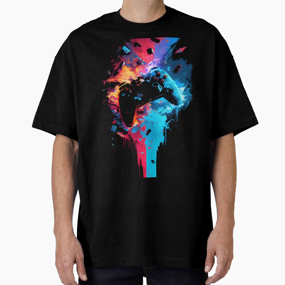 Exploding Neon Gaming Controller Abstract Art by - Adult & Kids T-Shirts, Sweatshirts & Hoodies apparel design preview 1