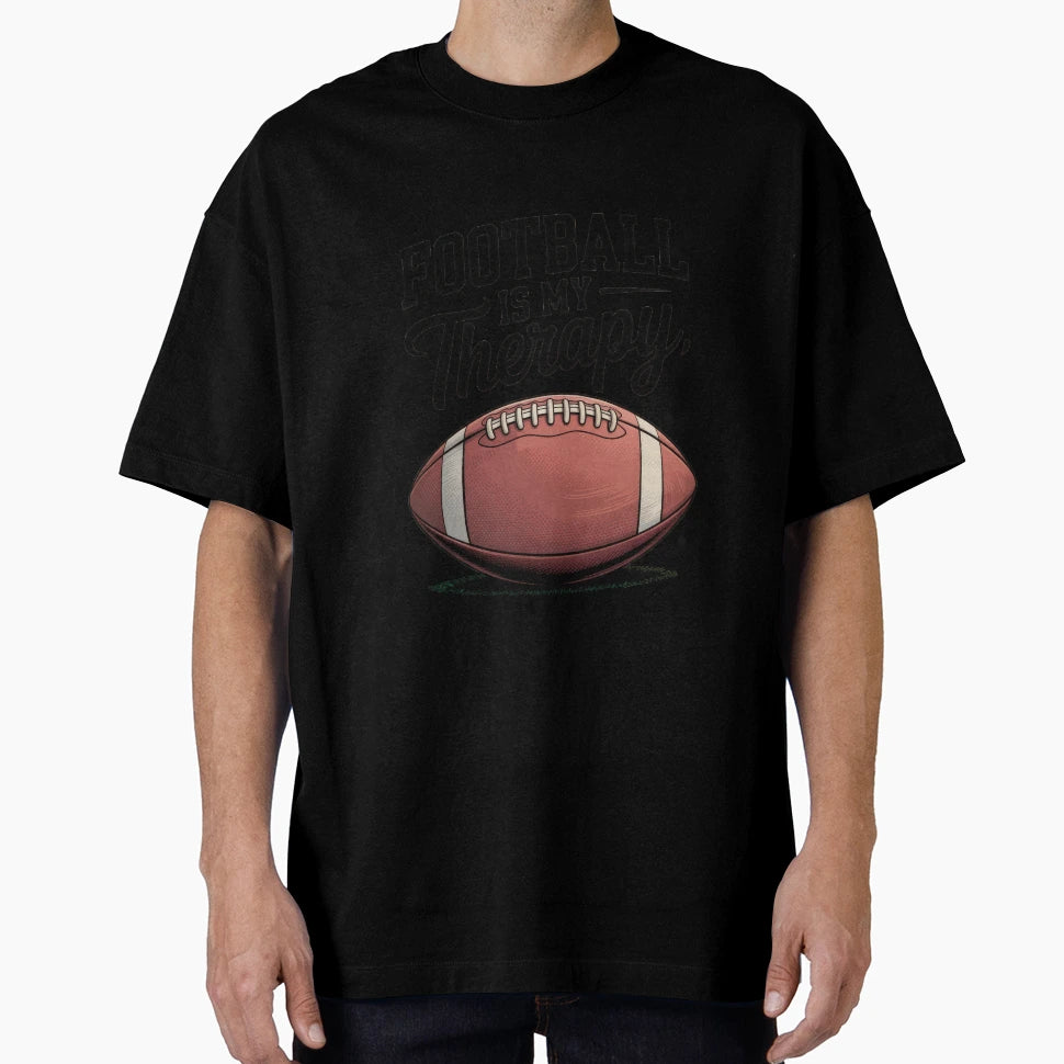Football Is My Therapy Pigskin T-Shirt - Novelty Apparel for Adults - T-Shirt, Sweatshirt, Hoodie