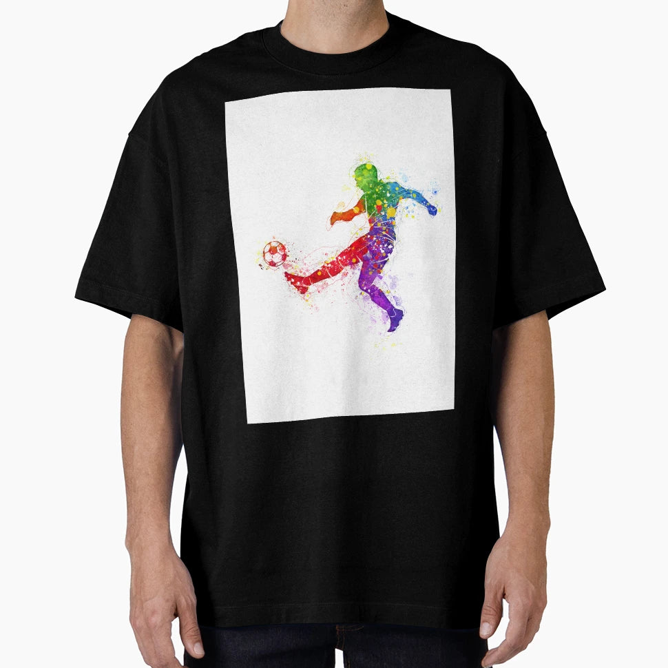 Soccer Player Watercolor Running Soccer T-Shirt - Trendy Graphic Men Women - T-Shirt, Sweatshirt, Hoodie