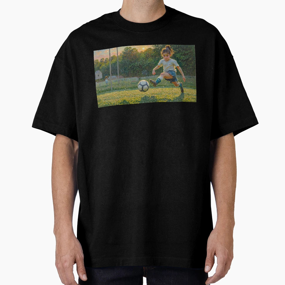 Little Playing Football T-Shirt - Graphic Print Unisex - T-Shirt, Sweatshirt, Hoodie