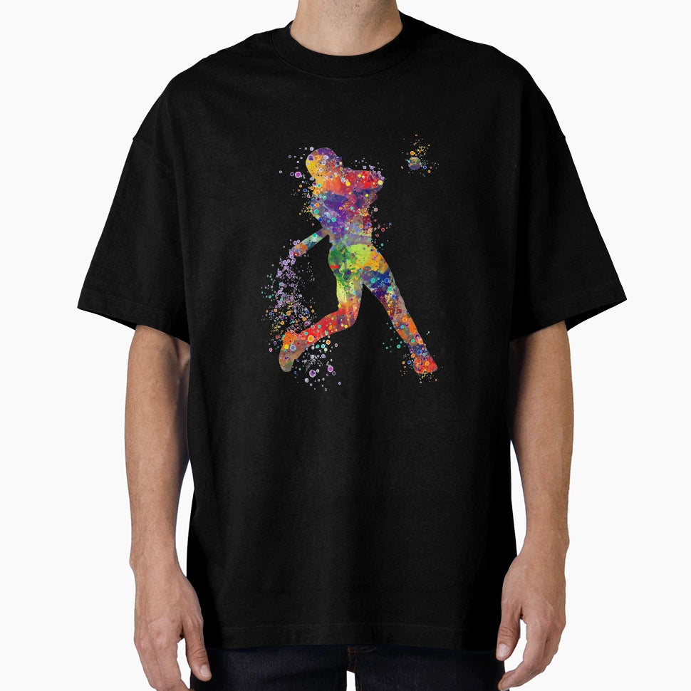 Baseball Batter Colorful Watercolor T-Shirt - Trendy Graphic for Adults - T-Shirt, Sweatshirt, Hoodie