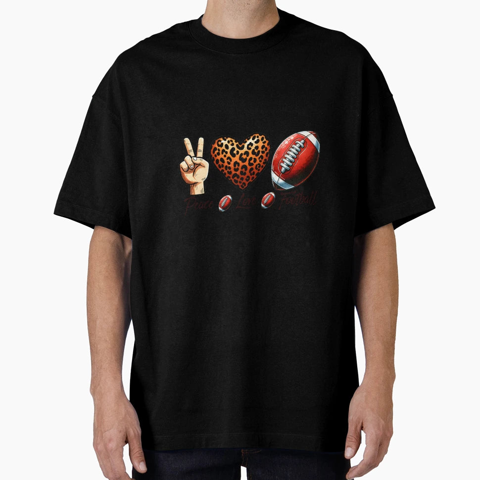 Peace Love Football T-Shirt - Aesthetic Graphic Unisex - T-Shirt, Sweatshirt, Hoodie