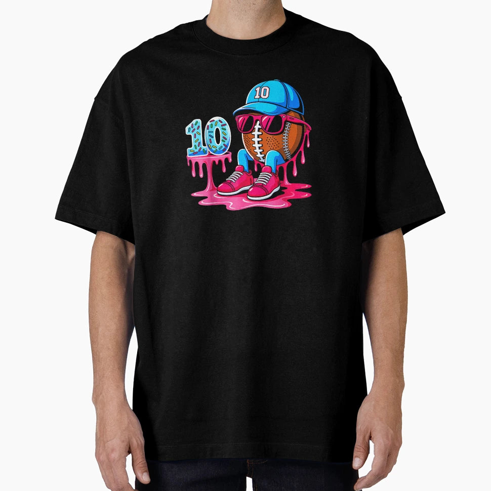 Football 10 Year Old Ice Cream Drip T-Shirt - Streetwear Style Men Women - T-Shirt, Sweatshirt, Hoodie