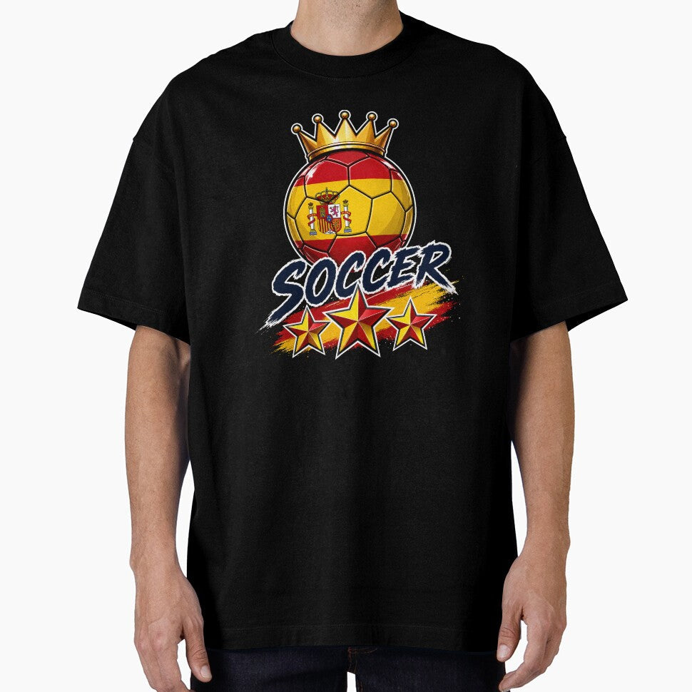 Spain Flag Crowned Soccer Ball by QuiteOrbit - Adult & Kids T-Shirts, Sweatshirts & Hoodies apparel design preview 1