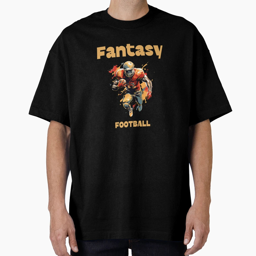 Fantasy Football Player Running Ball T-Shirt - Graphic Print Unisex - T-Shirt, Sweatshirt, Hoodie
