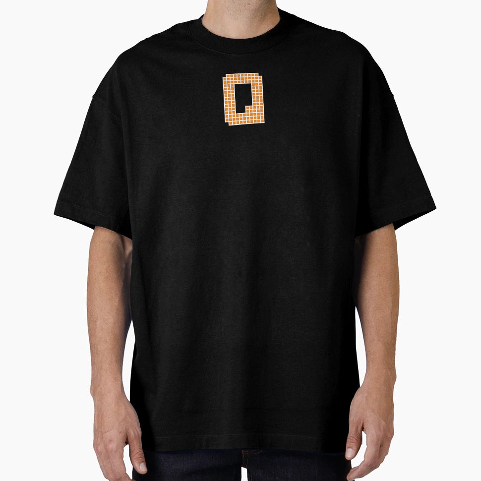 Uppercase Q Orange Pixel Block Character T-Shirt - Minimalist Print Unisex - T-Shirt, Sweatshirt, Hoodie