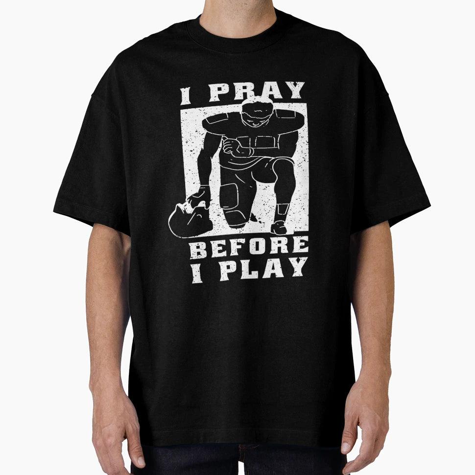 Simple Elegant Football I Pray T-Shirt - Aesthetic Graphic for Adults - T-Shirt, Sweatshirt, Hoodie