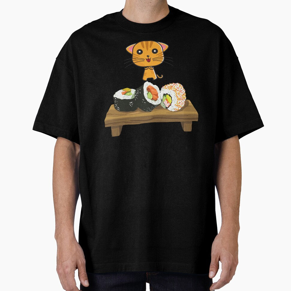 Cute cat craving Sushi by AGDesignstore - Adult & Kids T-Shirts, Sweatshirts & Hoodies apparel design preview 1