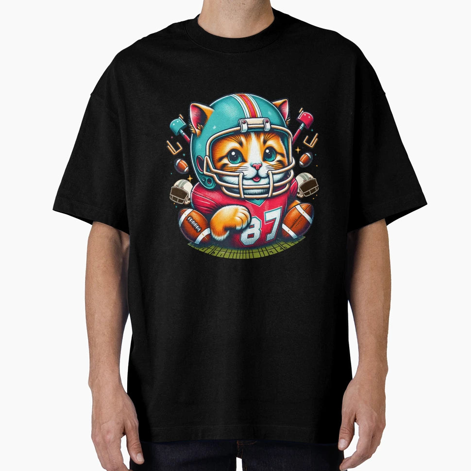 Furry Cat American Football Player T-Shirt - Streetwear Style Unisex - T-Shirt, Sweatshirt, Hoodie
