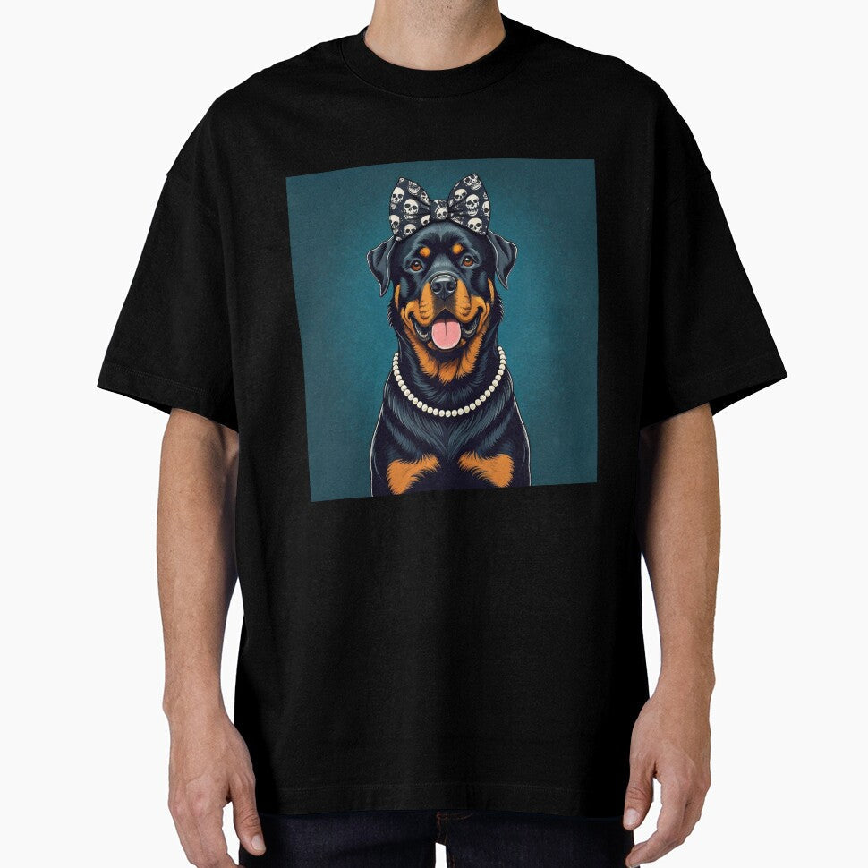 Happy Chic Rottweiler by Nocturne Paws - Adult & Kids T-Shirts, Sweatshirts & Hoodies apparel design preview 1