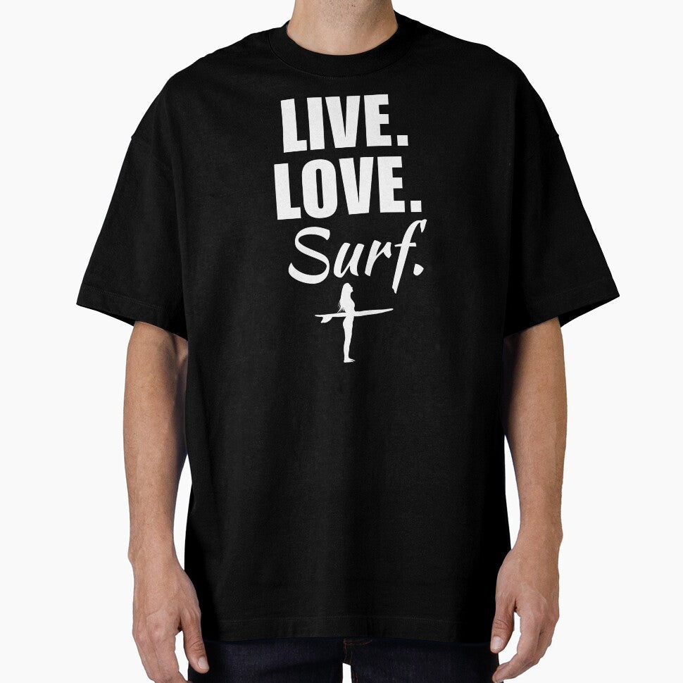 Live, love, surf. Surfing enthusiasts or lover club - Adult & Kids T-Shirts, Sweatshirts & Hoodies apparel design preview 1