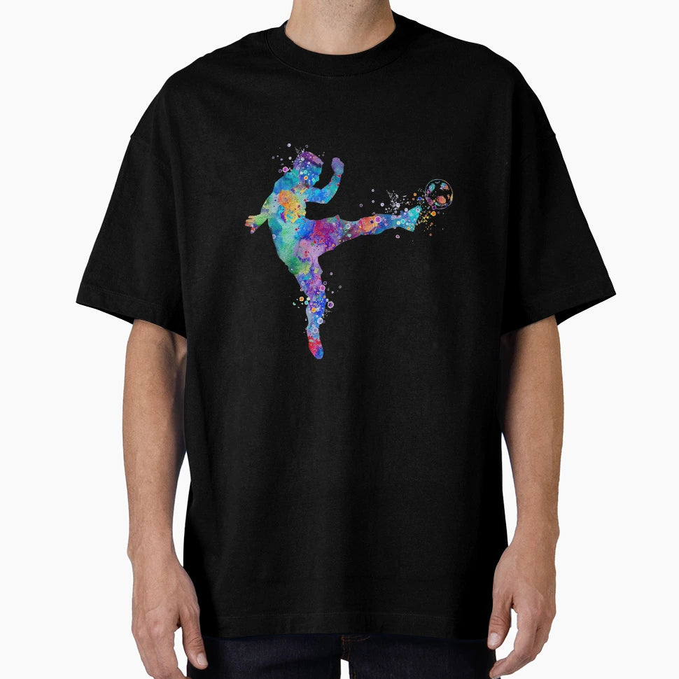 Soccer Player Watercolor T-Shirt - Aesthetic Graphic Men Women - T-Shirt, Sweatshirt, Hoodie