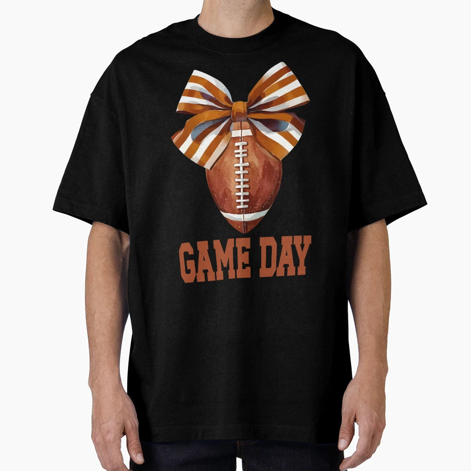 Game Day American Football Coquette Bow T-Shirt - Minimalist Print Unisex - T-Shirt, Sweatshirt, Hoodie