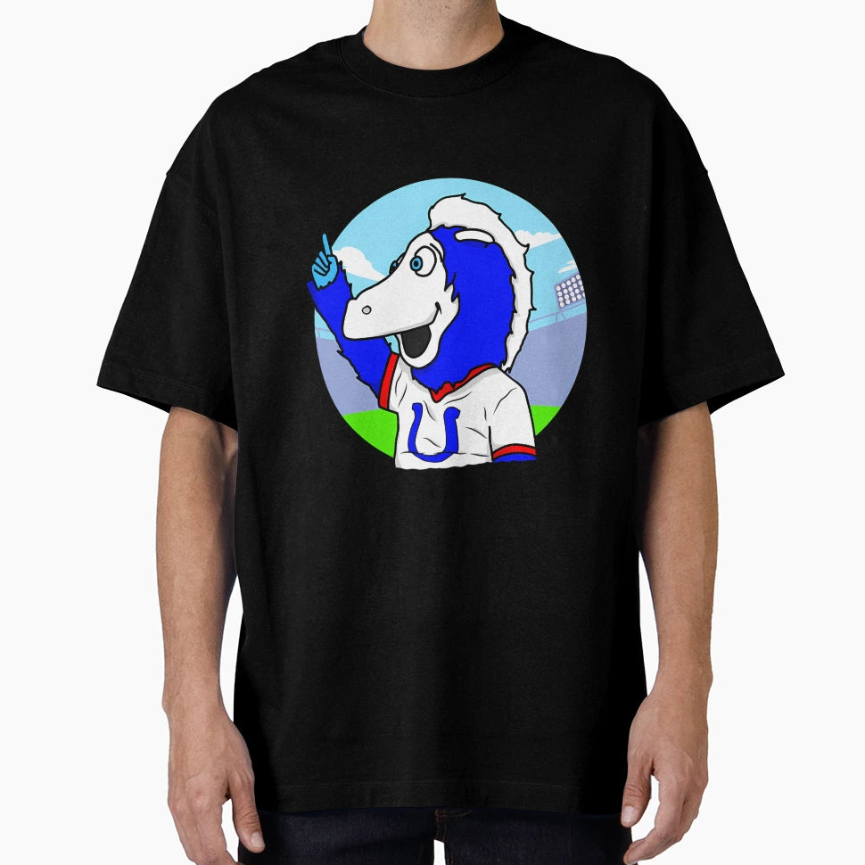 Blue Indianapolis Colts Mascot Cartoon T-Shirt - Graphic Print Unisex - T-Shirt, Sweatshirt, Hoodie