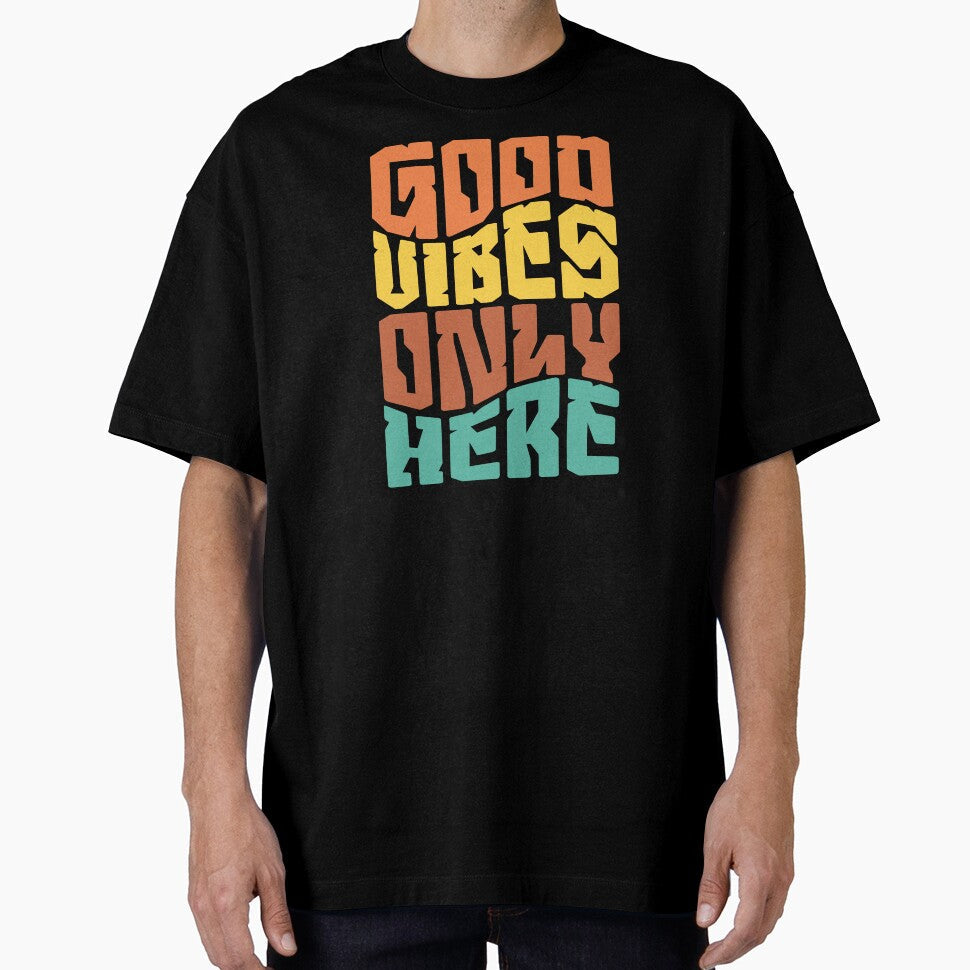 Good Vibes Only Here Groovy Retro Positive Typography - Adult & Kids T-Shirts, Sweatshirts & Hoodies apparel design preview 1
