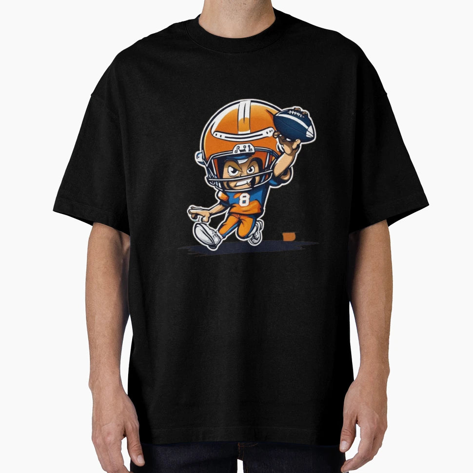 Cartoon Character Playing Football T-Shirt - Minimalist Print for Adults - T-Shirt, Sweatshirt, Hoodie