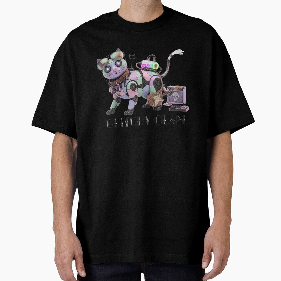 Glitchy Glam Pastel Goth Robot Cat by dcohea - Adult & Kids T-Shirts, Sweatshirts & Hoodies apparel design preview 1