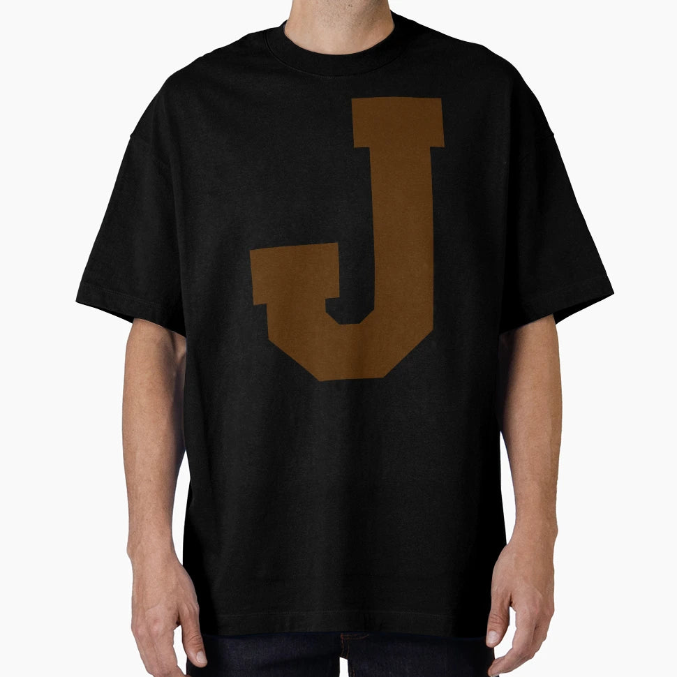 Alphabet Brown J Sports Letter J T-Shirt - Minimalist Print for Adults - T-Shirt, Sweatshirt, Hoodie