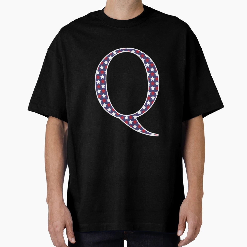 Letter Q Americana Stars Old Glory T-Shirt - Aesthetic Graphic Men Women - T-Shirt, Sweatshirt, Hoodie