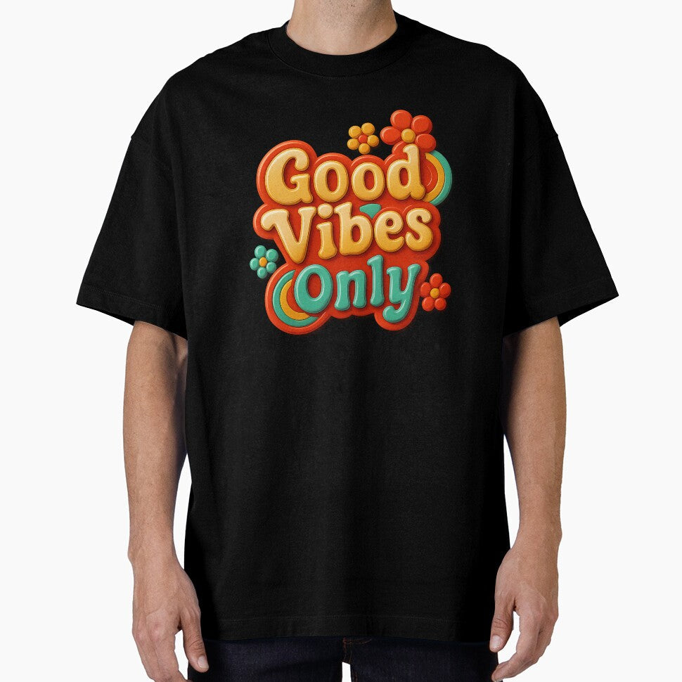 Good Vibes Only typo with energy by Girih - Adult & Kids T-Shirts, Sweatshirts & Hoodies apparel design preview 1