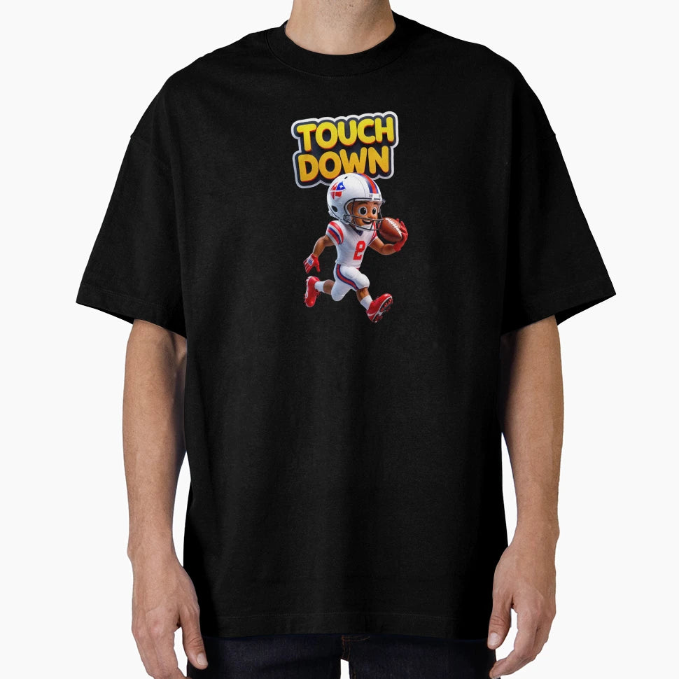 Cartoon American Football Player Running T-Shirt - Custom Art Print Unisex - T-Shirt, Sweatshirt, Hoodie