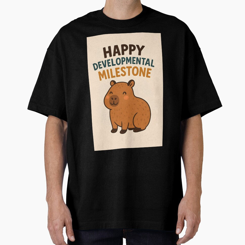 Happy Developmental Milestone Cute Cartoon Capybara - Adult & Kids T-Shirts, Sweatshirts & Hoodies apparel design preview 1