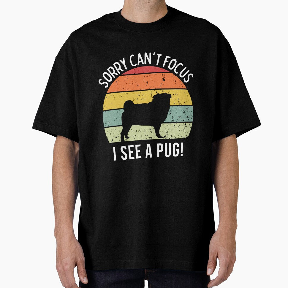 Cute Retro Sunset Pug lover design white text by - Adult & Kids T-Shirts, Sweatshirts & Hoodies apparel design preview 1