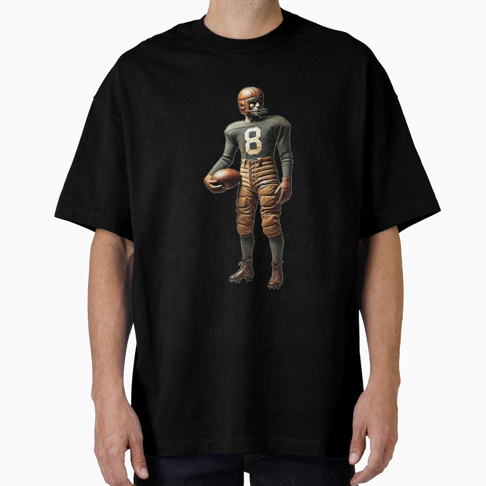 Early 1900S Football Player Leather T-Shirt - Custom Art Print for Adults - T-Shirt, Sweatshirt, Hoodie