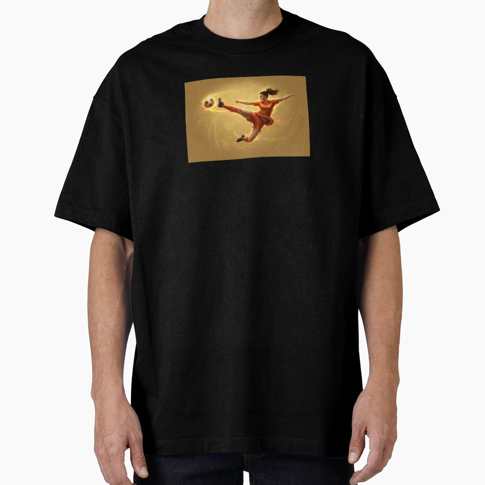 Female Soccer Player Action T-Shirt - Graphic Print Unisex - T-Shirt, Sweatshirt, Hoodie
