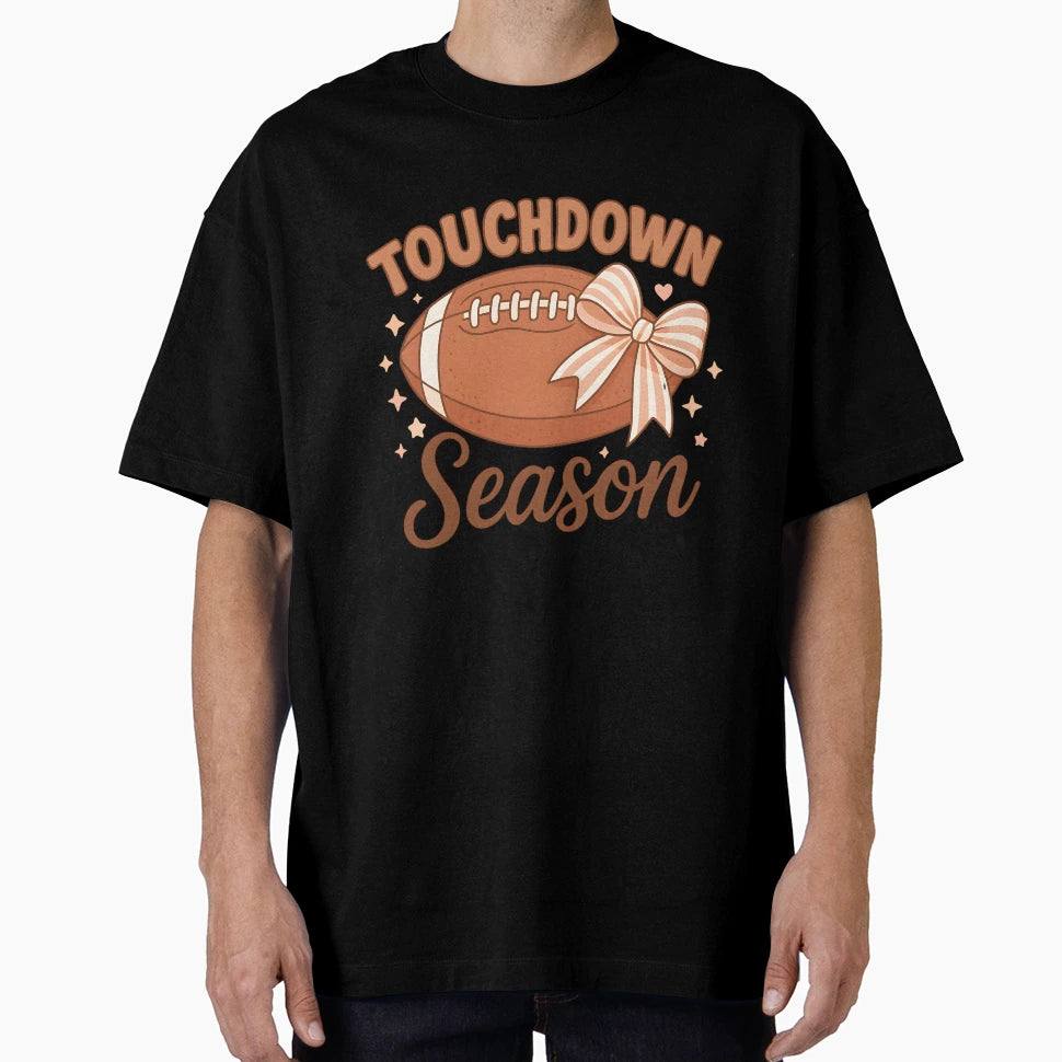 Touchdown Season Football Aesthetic Bow T-Shirt - Custom Art Print Unisex - T-Shirt, Sweatshirt, Hoodie