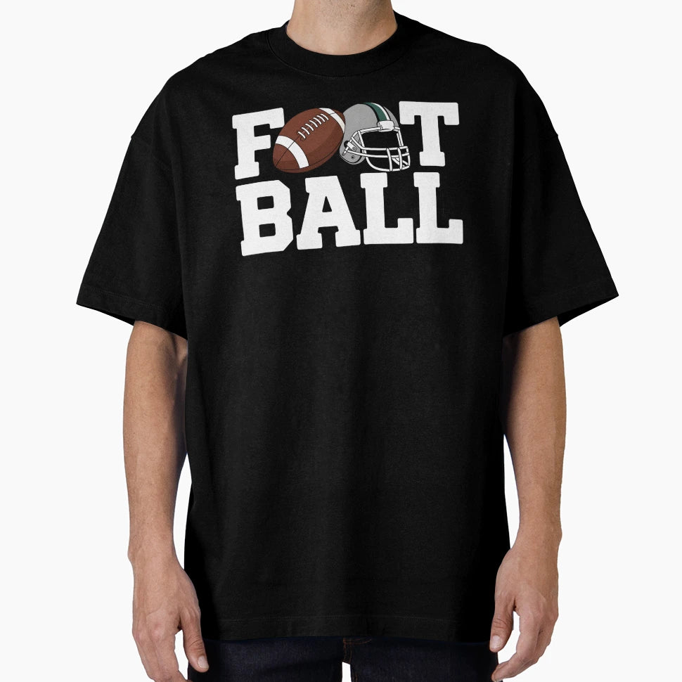 Football Bold Typography Ball Helmet T-Shirt - Novelty Apparel Men Women - T-Shirt, Sweatshirt, Hoodie