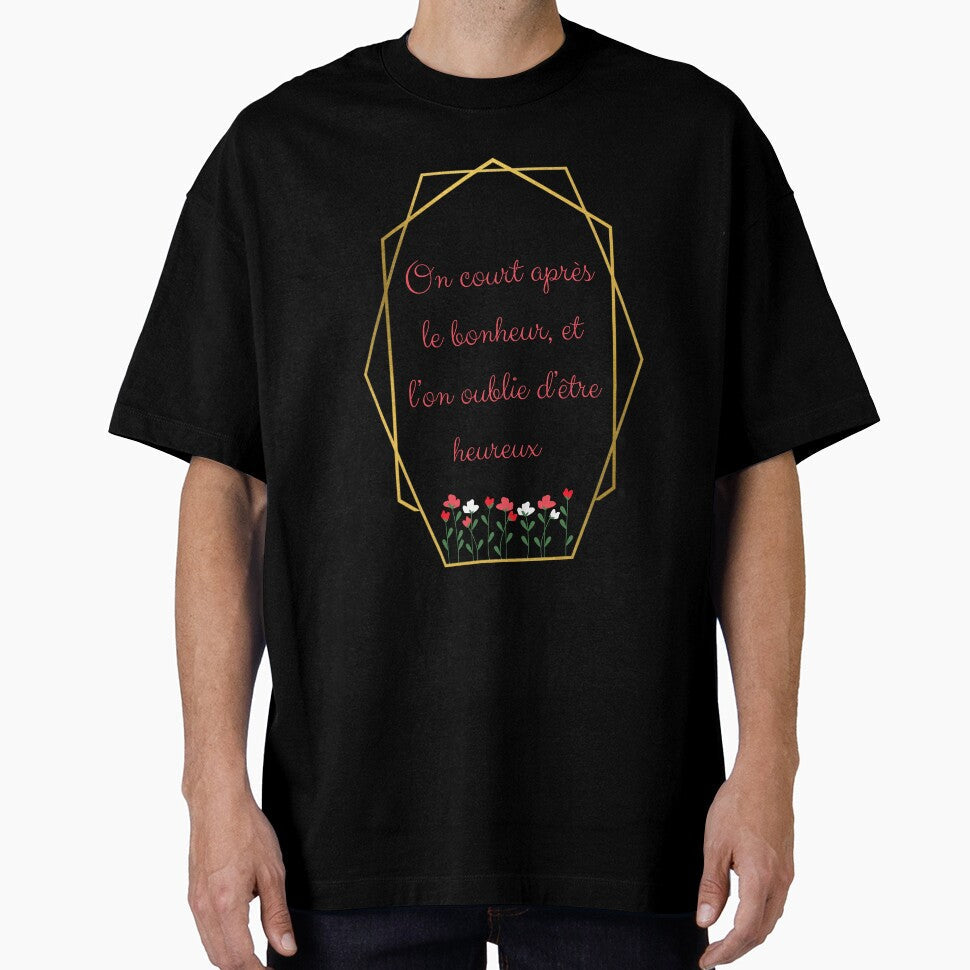 Positive inspiration "We run after happiness, and - Adult & Kids T-Shirts, Sweatshirts & Hoodies apparel design preview 1