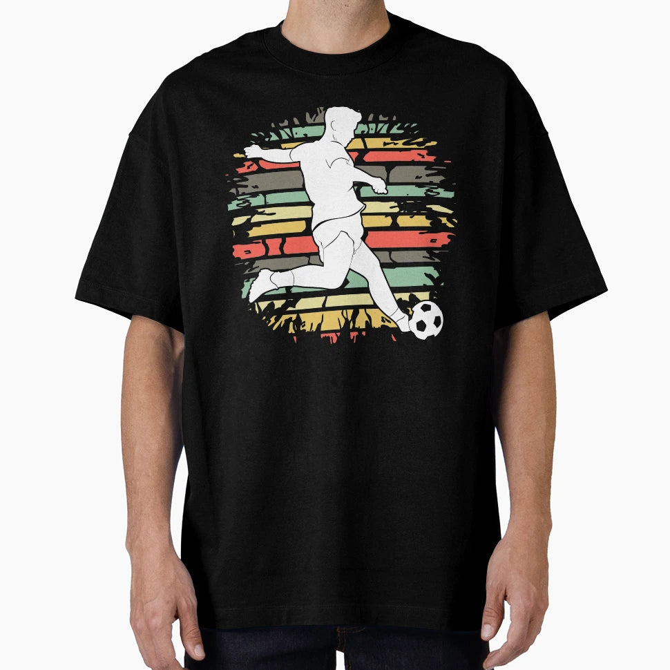 Soccer Football Player Vintag Sunset T-Shirt - Minimalist Print Unisex - T-Shirt, Sweatshirt, Hoodie