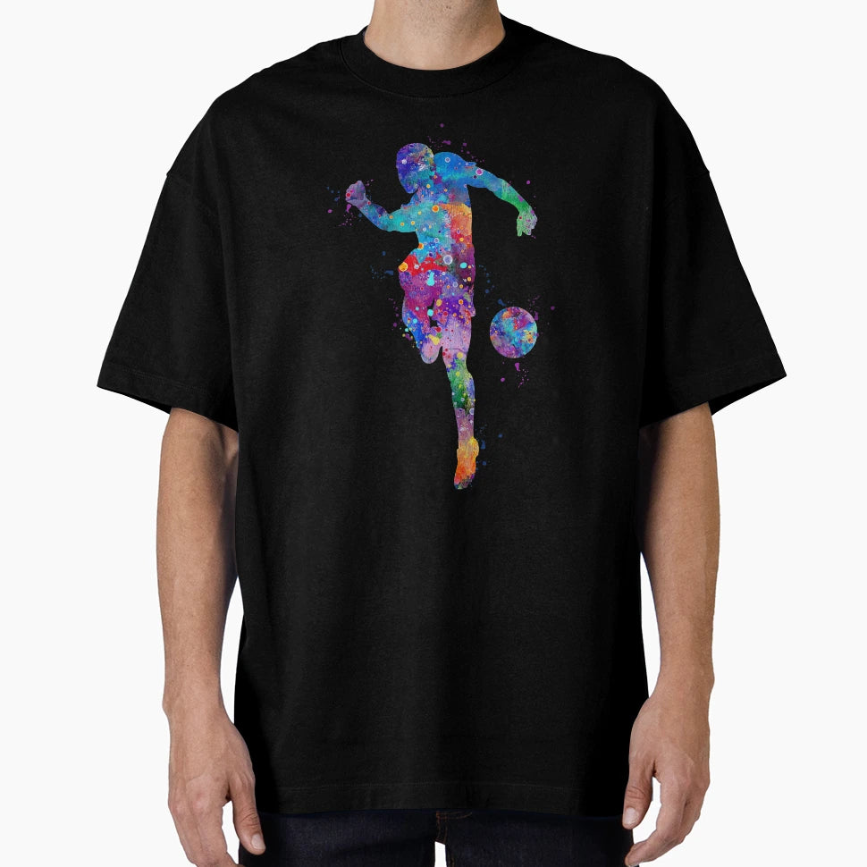 Soccer Player Watercolor Painting Art T-Shirt - Novelty Apparel Unisex - T-Shirt, Sweatshirt, Hoodie