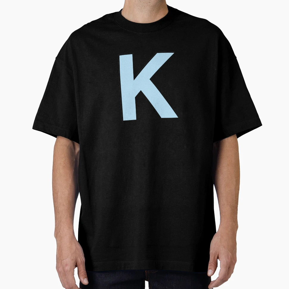 Blue Letter K T-Shirt - Minimalist Print Men Women - T-Shirt, Sweatshirt, Hoodie